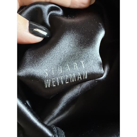 Stuart Weitzman Boots Womens Size 8.5 Black Suede Over The Knee Tie Back Heel - Picture 6 of 9